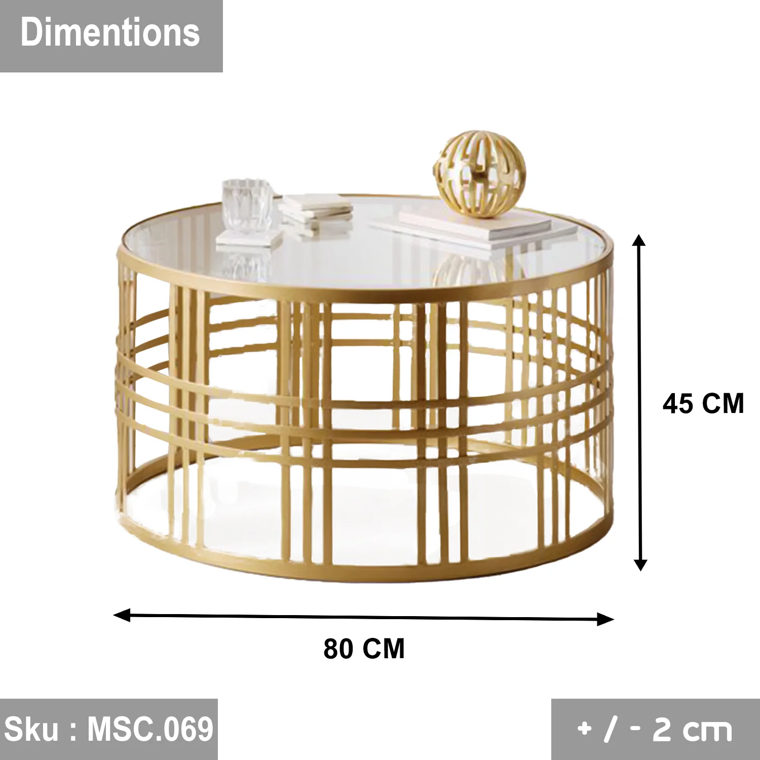 مورايا ترابيزة قهوة 80 * 45 زجاج - Image 3