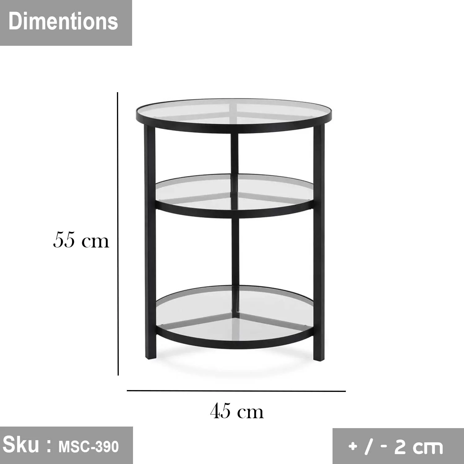 ناريو ترابيزة جانبية 55 * 45 زجاج - Image 3