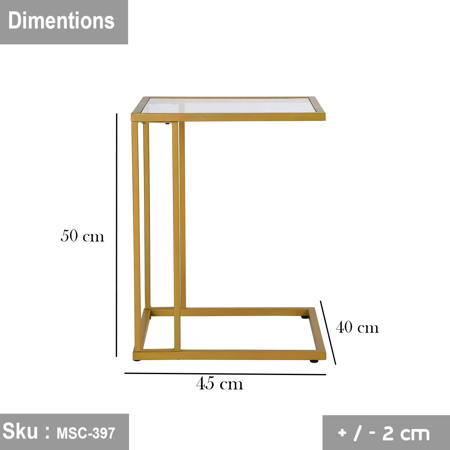 نيليا ترابيزة جانبية 45 * 50 زجاج - Image 3
