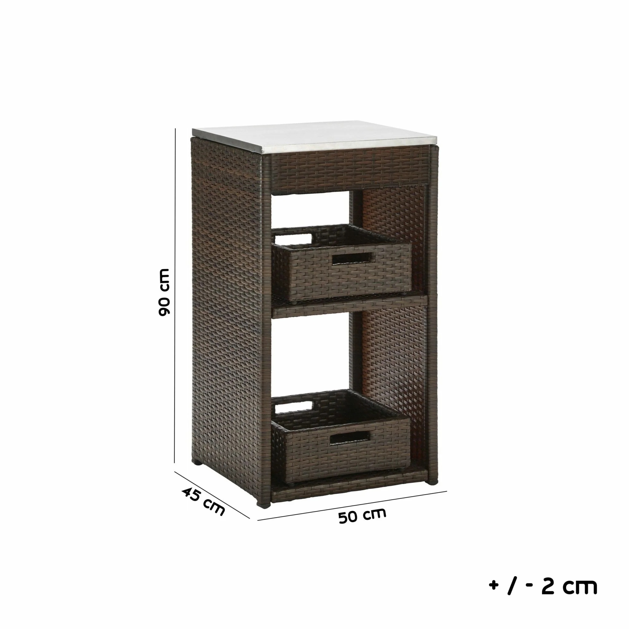 وحدة تخزين خارجية – رتان بني عشوائي – 50×45×90 سم – مقاومة للعوامل الجوية - Image 3