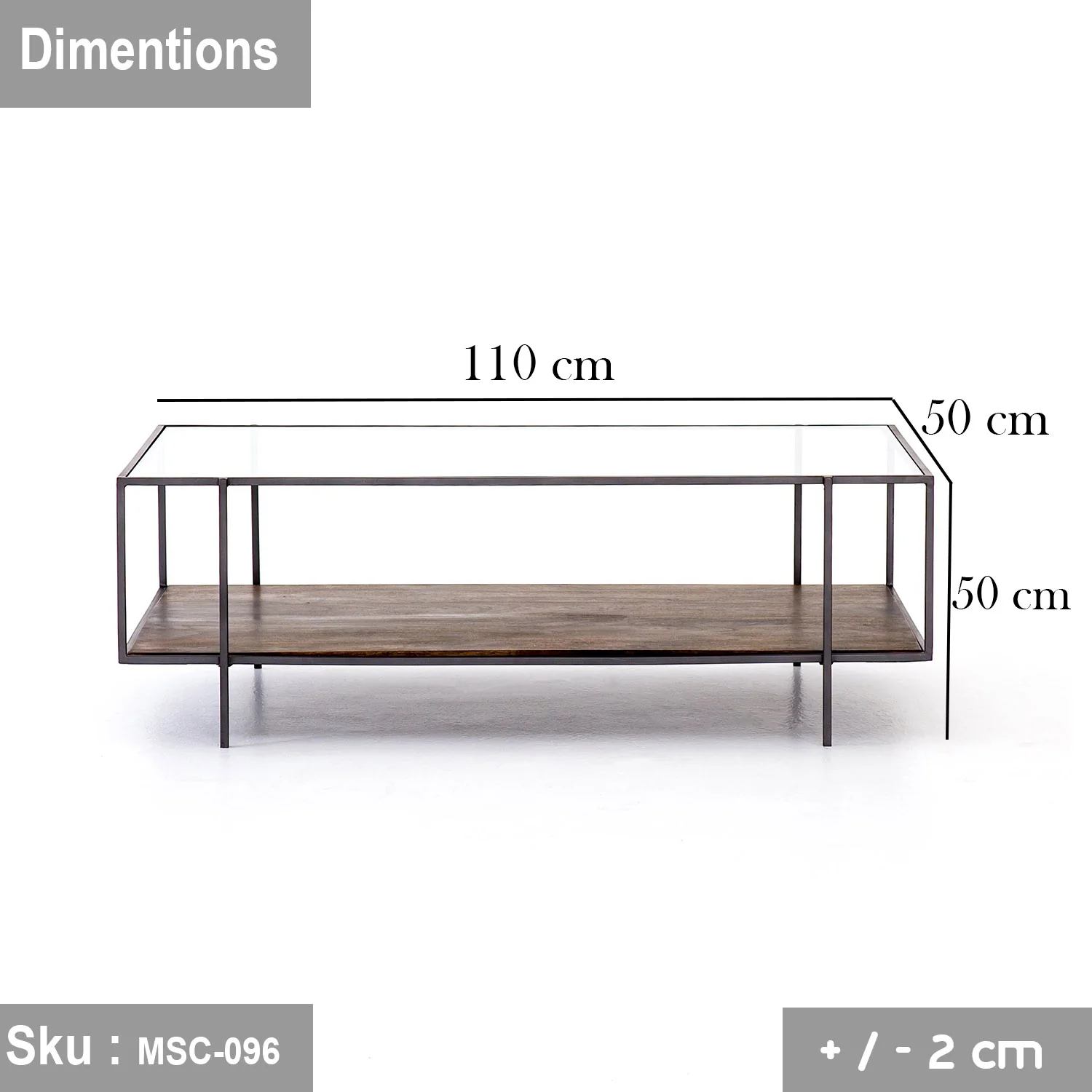 وينتون ترابيزة قهوة 110 * 50 خشب MDF و زجاج - Image 3