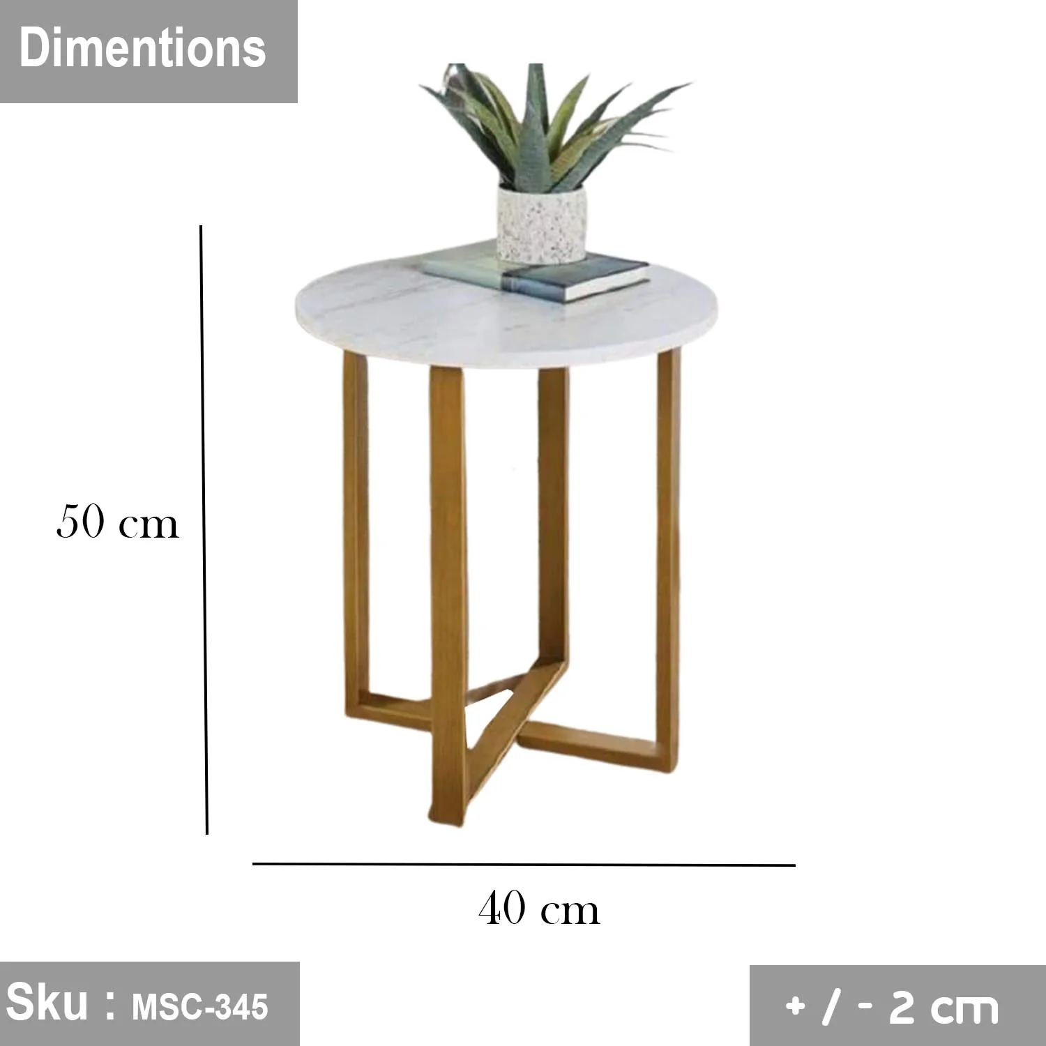 يانا ترابيزة جانبية 50 * 40 رخام  - Image 3